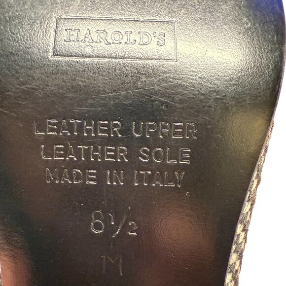 HAROLD'S Women's 8.5M Leather Black White Herringbone Kitten Heel Shoe Mules - Picture 12 of 13